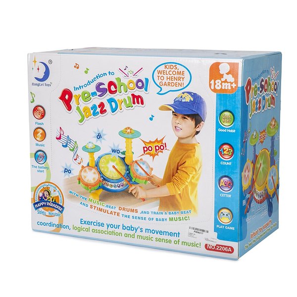 Big Beats Pre-School Jazz Drum Set with Preloaded Songs and Music with Educational Activities Like Counting and Developing A Sense of Music Beat