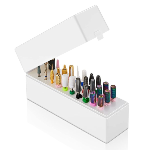 Makartt Nail Drill Bits Holder, Dustproof Stand Displayer Organizer Container 30 Holes Manicure Tools (Not Inlcude Drill Bits)