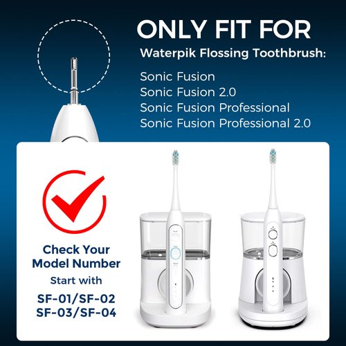 FitMount 6 Pack Toothbrush Replacement Heads Compatible with WaterPik Sonic Fusion 2.0, FitMount Flossing Brush Head Fit for Water-Pic SF-01 SF-02 and 2.0 SF-03 SF-04