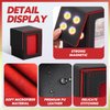 efunkdog Card Deck Box with MTG Commander Display Window, Trading Card Deck Case Holds 100 Double Sleeved Cards, PU Leather Card Storage Box for TCG with 2 Dividers and 1 Toploader (Black&Red)