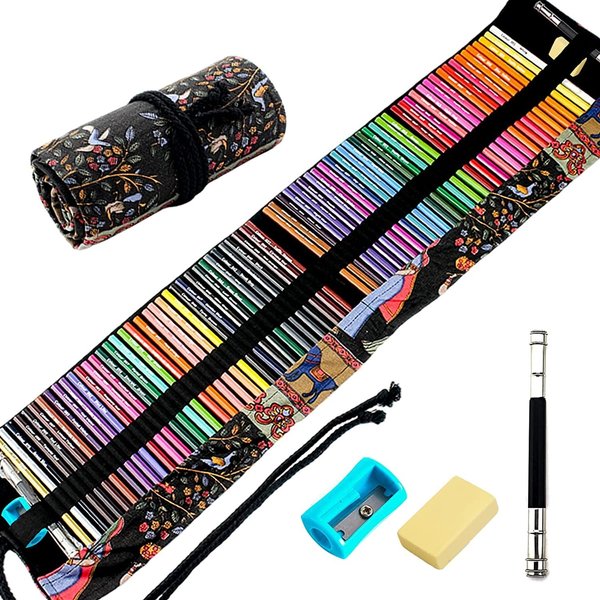VIKAVAS 72 Colored Pencils Set with Roll Up Canvas Case for Adult Coloring Books, Drawing, Sketching, Pretty Gift for Adults&Kids