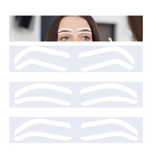 12 Pairs Eyebrow Shape Tape, Airbrush Eyebrow Sticker Stencils, Disposable Brow Shaping Sticker, Adhesive Eyebrow Template Sticker, Eyebrow Stamp Airbrush Brows Tape for Eyebrow Tinting Makeup