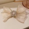 Wiwpar Bow Hair Clips for Women Gauze Bow Hair Clip Rhinestone Bow Barrettes for Women Girls (Ivory)