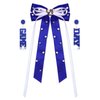 HZEYN Game Day Hair Bows for Women Football Hair Bow Clips Jeweled Crystal Long Tail Satin Ribbon Hair Barrette Sports Team Spirit Game Day Outfits Accessories Gifts White Blue