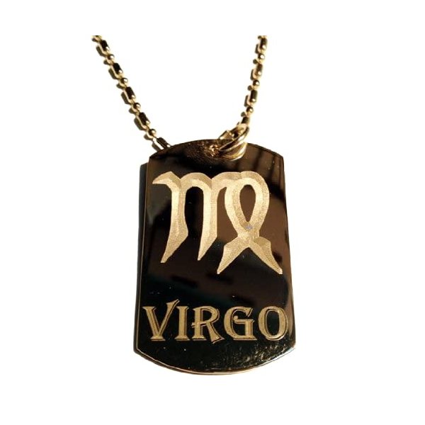 Celtic Zodiac Signs Sign Virgo Symbol - Military Dog Tag, Luggage Tag Key Chain Metal Chain Necklace