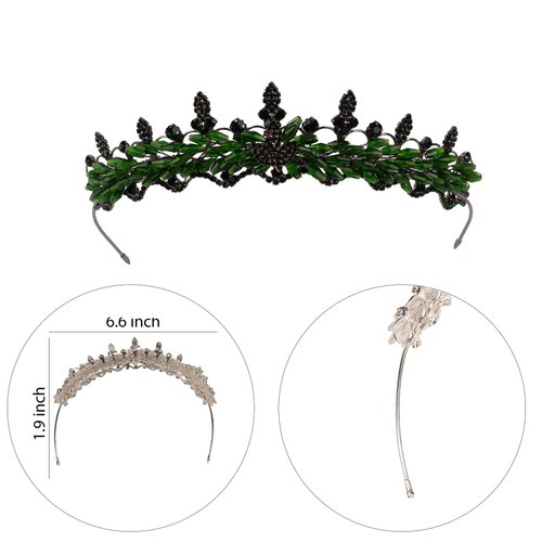 LIMELIA Women's Tiara - Crown for Henna Wedding Party | Glitter Hair Accessories for Bridal Birthday Pageant Prom Halloween Cos-play Costume Christmas Party, Princess Crowns | Crystal Glass Beads - Green