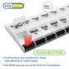 EZY DOSE Push Button (7-Day) Pill Case, Medicine Planner, Vitamin Organizer, 2 Times a Day, AM/PM Container, X-Large Compartments, Arthritis Friendly, Easy to Use, Clear Lids, Clear/Black, BPA Free