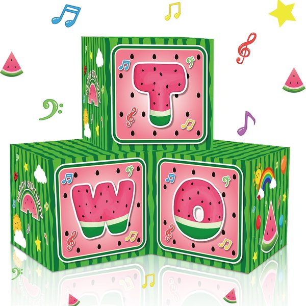 Cartoon Melon Balloon Boxes 2st Birthday Party Supplies Two Birthday Balloon Blocks Decorations