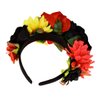 Floral Fall Day of the Dead Flower Crown Festival Headband Rose Mexican Floral Headpiece HC-23 (Red Black Yellow)