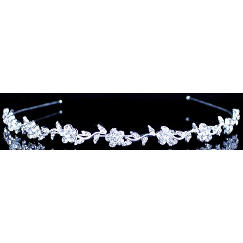 Floral Clear Austrian Rhinestone Tiara Headband Bridal Veil Prom Wed Party T819