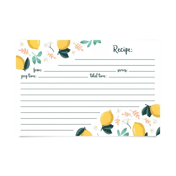 Jot & Mark Recipe Cards | Lemon Zest Print Double Sided 4-x-6-inch Set of 50