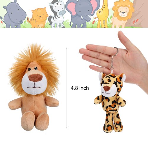 12 Pieces Mini Stuffed Forest Animals Jungle Animal Plush Toys in 4.8 Inch Cute Plush Elephant Lion Giraffe Tiger Plush for Animal Themed Parties Student Achievement Award (Standing)