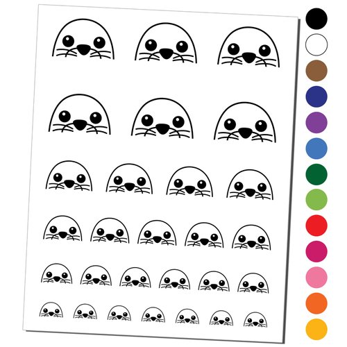 Peeking Seal Temporary Tattoo Water Resistant Fake Body Art Set Collection - Light Green (One Sheet)