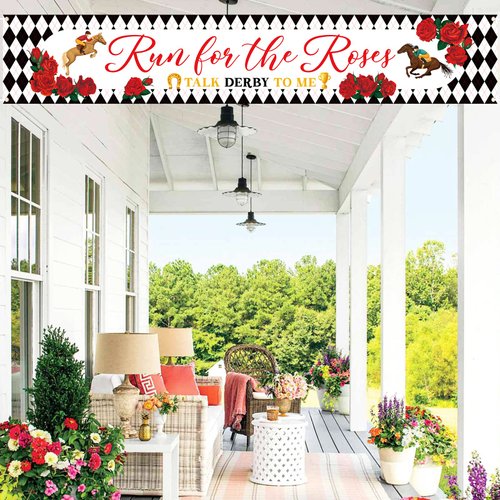 Kentucky horse derby banner backdrop party supplies horse racing outdoor indoor sign birthday party decorations supplies