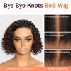 YIROO Bye Bye Knots Glueless Wigs Ombre Brown Short Curly Bob Wig Human Hair Pre Bleached Pre Cut 7x5 Lace Closure Wig Beyond Basics Bob Wigs for Woman Put On And Go Easy to Wear Side Part 10Inch