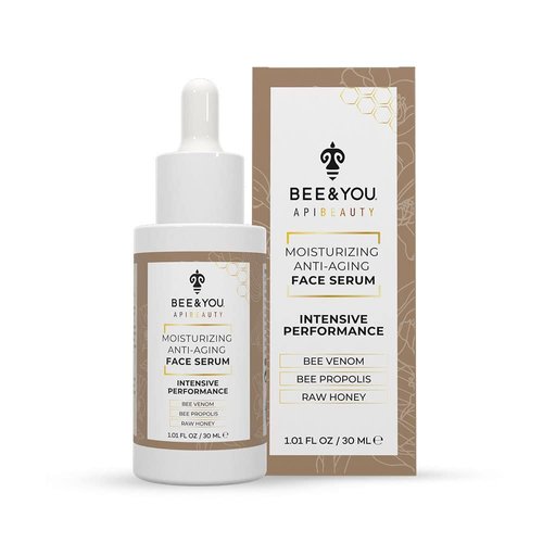 BEE and YOU Anti Aging, Anti Wrinkle Face Cream Serum, Dark Spot Remover, Moisturizer, Pore Minimizer Skin Care, Bee Propolis Extract, Raw Honey, Bee Venom and Hyaluronic Acid, 1.0 fl. Oz