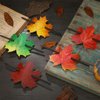 6 Pcs Leather Hair Clip with Stick Maple Leaf Leather Hair Barrettes Autumn Leaves Faux Leather Hair Autumn Whimsical Accessory Head Piece Colorful Leaves Hair Pins Ponytail Holders for Women Girls