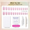 Qsnidy Ombre Glossy Press On Nails Medium Length Square Acrylic Fake Nails, French Full Cover False Nails for Women and Girls, 24 Nails in 12 Sizes