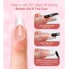 Morily Light Pink White French Tip Press on Nails, 30Pcs Long Coffin Thicker Fake Nails Reusable False Nails with Design, Glossy Acrylic Stick on Nails for Women, 15 Sizes, Include Glass File