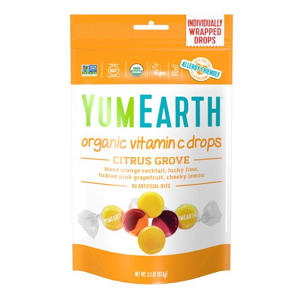 YumEarth Organic Citrus Grove Vitamin C Drops, 3.3 Ounce (Pack of 6) - Allergy Friendly, Non GMO, Gluten Free, Vegan (Packaging May Vary)