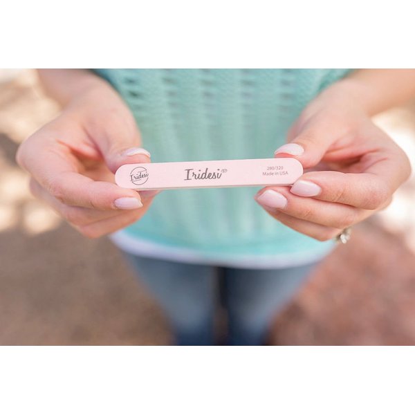 Iridesi Mini Nail Files Pink 3.5 Inches Long by 1/2 Inch Wide Emery Boards 280/320 Grit 12 Fingernail Filers Per Pack