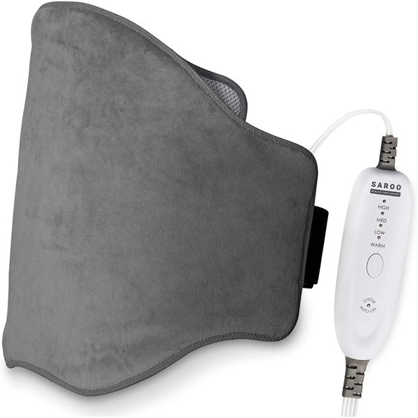Weighted Heating Pad for Back Pain,Saroo XL Electric Heated Wrap for Cramps,Sciatic Pain with Strap,Auto Off,Dry & Moist Heat Option,Specially Designed Lower Back Size,24 * 15