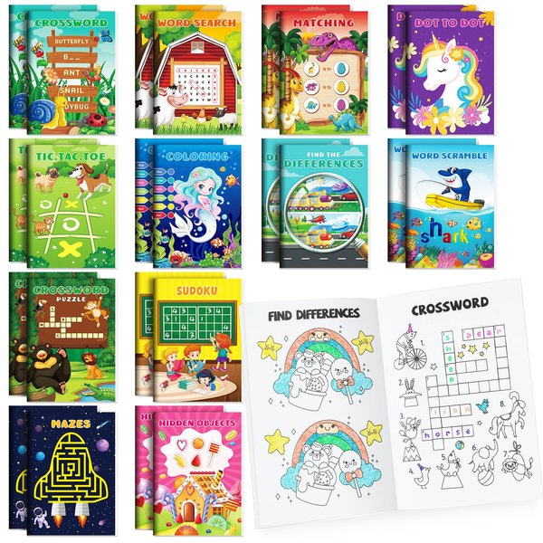 BenLouis 72 Mini Activity Books for Kids Party Favors Mini Games Puzzle Books Bulk Include Mazes Dot to Dot Word Search and More for Birthday Goodie Bags Gift Stuffer Classroom Travel Activity