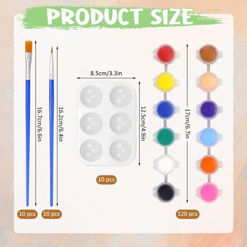 10 Pack Mini Acrylic Paint Set, 150PCS Acrylic Paint Strips for Kids Adults Art & Craft Painting, 12 Colors Washable Acrylic Paint Set Bulk for Home Classroom Birthday DIY Favors with Palettes and Brushes (3ML)