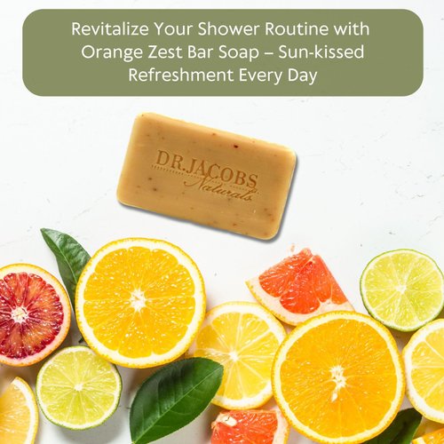 Dr Jacobs Naturals Pure Castile Bar Soap - Triple Milled Loofah Exfoliating Castile Bar Soap, 5 oz. - Free of Parabens, Sulfates, Synthetics, Gluten and GMO (Citrus Crush Cocktail)