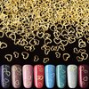 PAGOW 1000pcs 3D Gold Heart Nail Art Metal Charm Kit Love Small Metallic DIY Studs Sequins Valentine Decoration Spring Summer Accessories Gift for Women Girl(5/6mm)