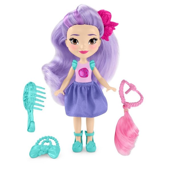 Fisher-Price Nickelodeon Sunny Day Pop-In Style 6-inch Posable Hair Play Dolls with 3 Pop-In Accessories, 9 Customizable Pop-In Spots & Comb