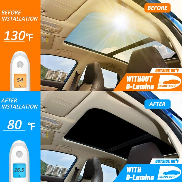 D-Lumina for Tesla Model 3 Roof Sunshade, Glass Sunroof Shade Window Insulation UV & Heat Protection for Model 3 Accessories 2021-2023, Upgraded Double-Layer Design Sun Shade Won't Sag (Set of 2)