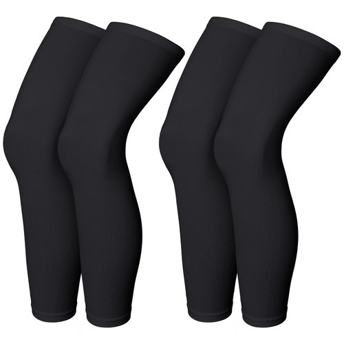 Skylety Compression Leg Sleeve Full Length Leg Sleeves Sports Cycling Leg Sleeves for Men Women, Running, Basketball (4 Pieces,Black,L)