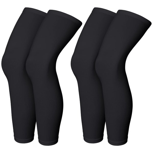Skylety Compression Leg Sleeve Full Length Leg Sleeves Sports Cycling Leg Sleeves for Men Women, Running, Basketball (4 Pieces,Black,L)