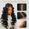 PYY Deep Wave Lace Front Wigs Human Hair 200 Density Deep Wave Wig 13x4 HD Lace Frontal Wigs for Women Glueless Wigs Pre Plucked with Baby Hair 24 Inch