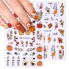 6Sheets Fall Nail Art Stickers 3D Self Adhesive Autumn Pumpkins Fallen Leaves Nail Design Fall Flower Nail Decals Thanksgiving Theme Nail Art Supplies for Women Manicure Decoration Accessories