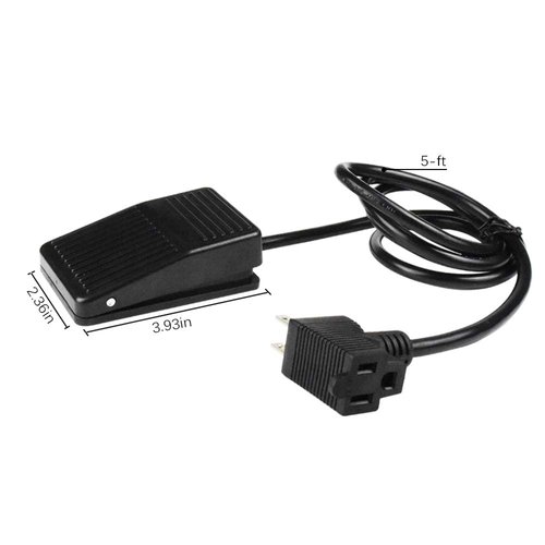 Foot Switch, Foot Operated Pedal Controller Power Switch Woodworking Machine Control, 5-ft Cable with Piggyback Plug, Deadman Style