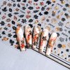 4 Sheets Fall Nail Art Stickers 3D Autumn Nail Decals Self-Adhesive Thanksgiving Nail Art Accessories Laser Gold Black White Maple Leaf Nail Designs Supplies Fall Nail Decorations for Acrylic Nails