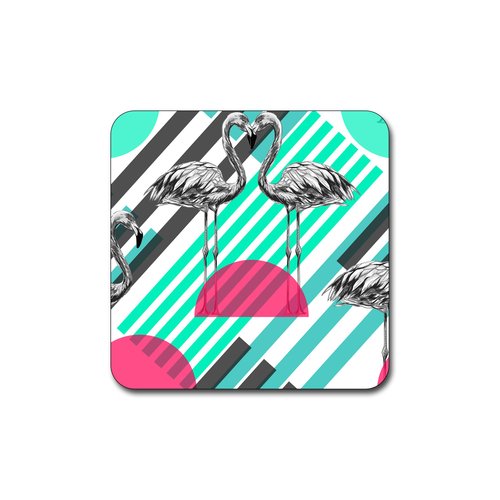 Beautiful Flamingos Beautiful Flamingos Pattern Square Coaster Set - Made of Recycled Rubber - Set of 4 …