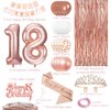 18th Birthday Decorations for Girls, Happy 18th Birthday Banner, Balloon, Cake Topper, Sash and Crown, Rose Gold 18 year old Birthday Party Decorations for Girls