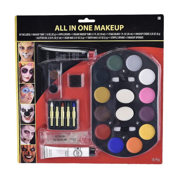 Hallo Makeup Halloween Costume Accessories Makeup All-in-One Halloween Makeup Kit 18pc
