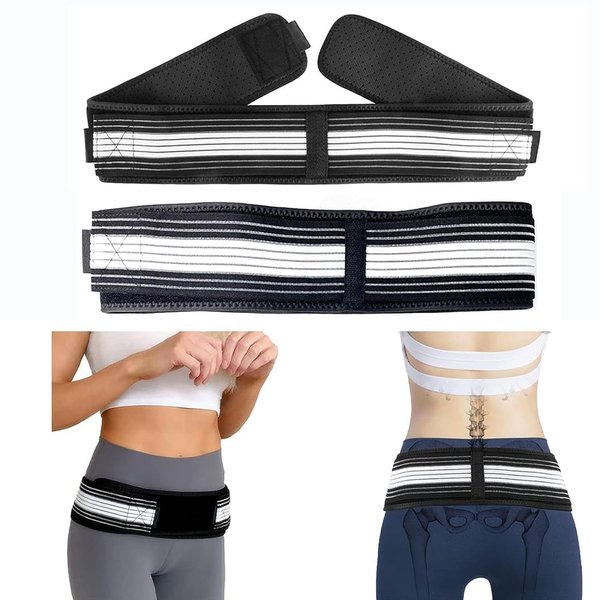 LYYHMAY Sacroiliac SI Joint Hip Belt, Sciatica Belt for Men and Women That Alleviates Sciatic, Lower Back Pain, Back Brace Provides SI Joint Pelvic Support Nerve Compression & Stability, Trochanter Brace (Black-regular)