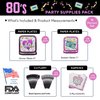 80s Party Supplies Packs (100 Pieces for 16 Guests) - 80s Theme Party Decorations, 80s Party Decorations, 80s Birthday Party Supplies, 1980s Party, Birthday Decorations for Adults, Blue Orchards