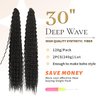 BLL Ocean Wave Crochet Hair Deep Wave Curly Braiding Hair For Boho Braids 2 Packs Long Wavy Braiding Synthetic Hair Extensions For Black Women (30 Inch(Pack of 2), 1B)