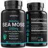 Certified Organic Sea Moss Capsules 2250mg Wildcrafted Irish Sea Moss Burdock Root Bladderwrack Supplement for Energy Gut Health Skin & Joint Support Raw Seamoss Pills & Powder (Pack of 1 at 180-Caps)