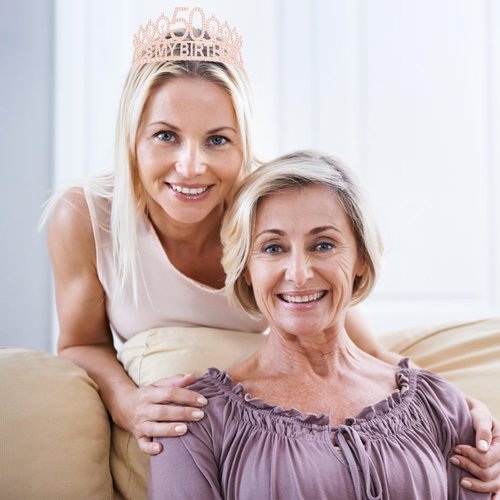 Vovii 50th Birthday Gifts for Women 50th Birthday Sash and Tiara Women Happy 50th Birthday Decorations for Women 50 and Fabulous Sash and Rhinestones Rose Gold Tiara for Women