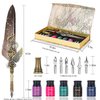 AIYNC Feather Pen Set, Feather Pen Set, with Feather Pen, Feather Calligraphy Pen Set, Writing Calligraphy Pen, Writing Letters, Diaries, Signatures, Invitations and More (Grey)…