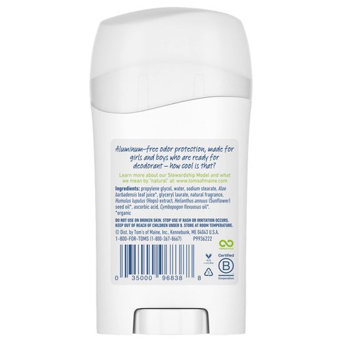 Tom's of Maine Aluminum-Free Wicked Cool! Natural Deodorant for Kids, Summer Fun, 1.6 oz.