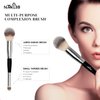 NMKL38 Double Ended Complexion Brush Face Concealer Powder Makeup Brush, Blending Liquid Foundation, Cream Cosmetics - Black Handle, Vegan Brush, Cruelty Free