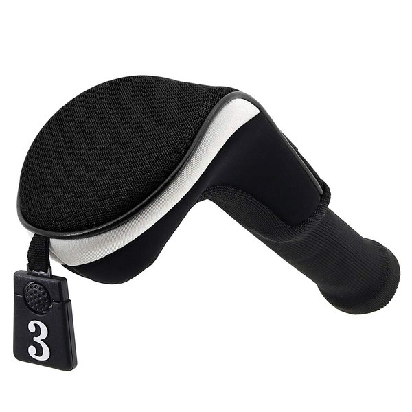 BIG TEETH Lightweight Mesh Golf Driver Headcovers Golf Fairway Wood Hybird Head Covers Club Protecter for Taylormade Ping Anser Titleist (Fairway Cover Black)
